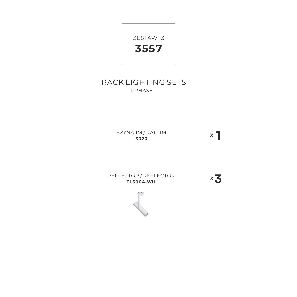 3557 Zestaw 13 szynoprzewody WHITE jednoobwodowy