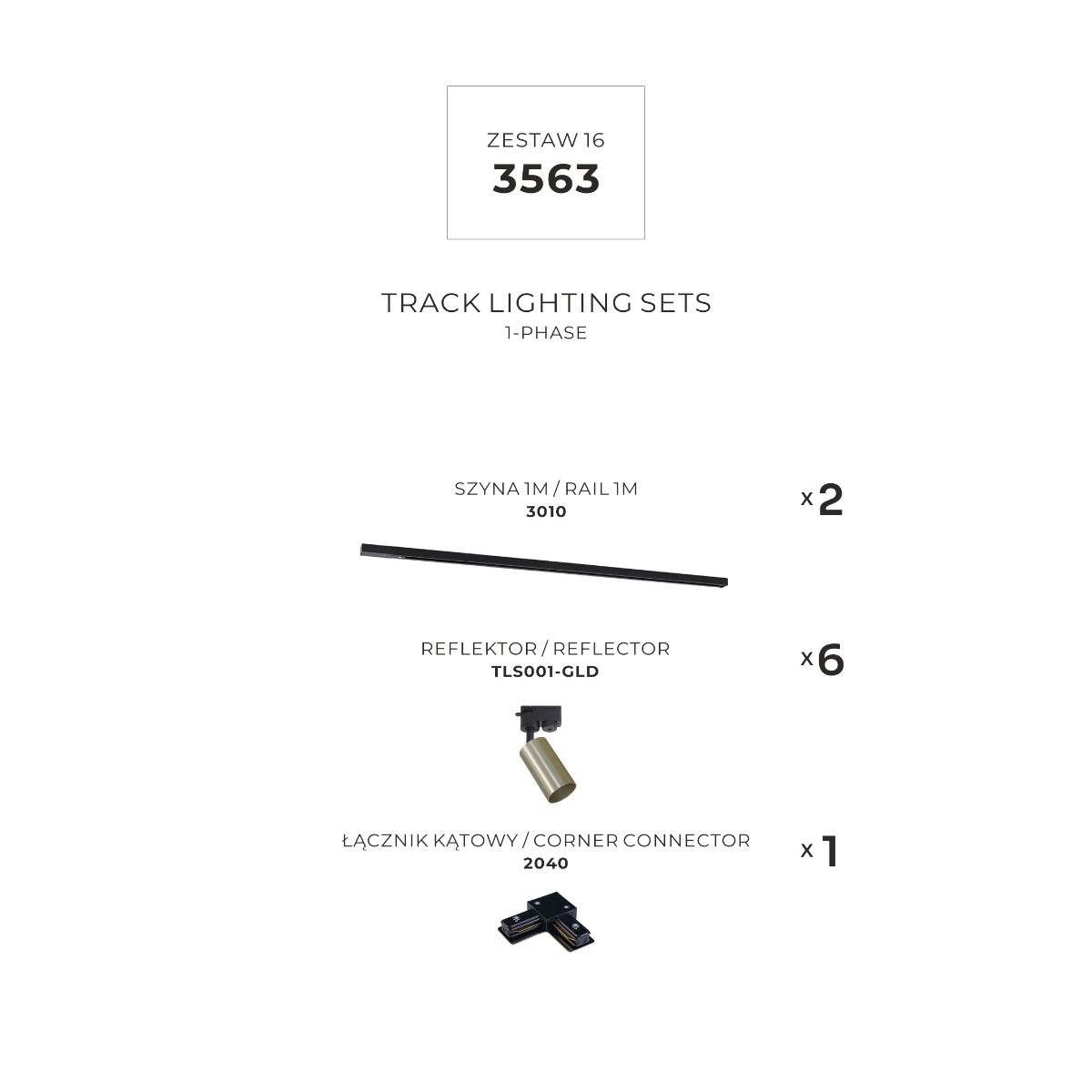3563 Zestaw 16 szynoprzewody BLACK/GOLD jednoobwodowy